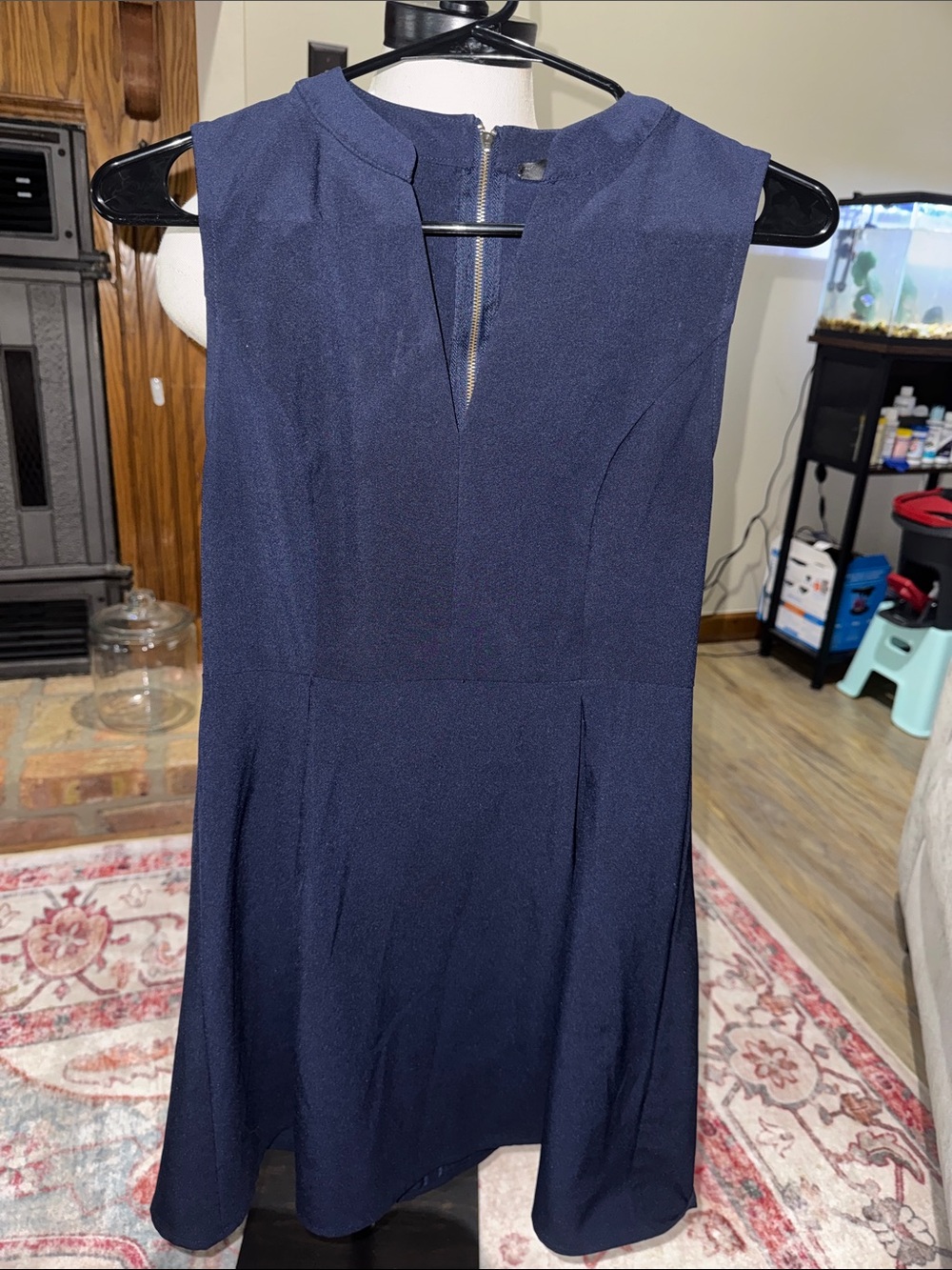 Sleeveless Navy Fit-and-Flare Dress
